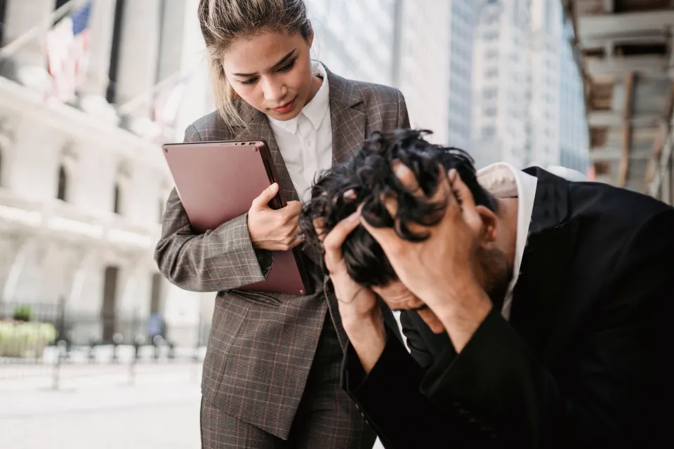 Woman staying composed in an uncomfortable situation