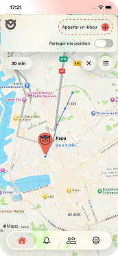 Itinéraire vers un proche dans l’application ibbou