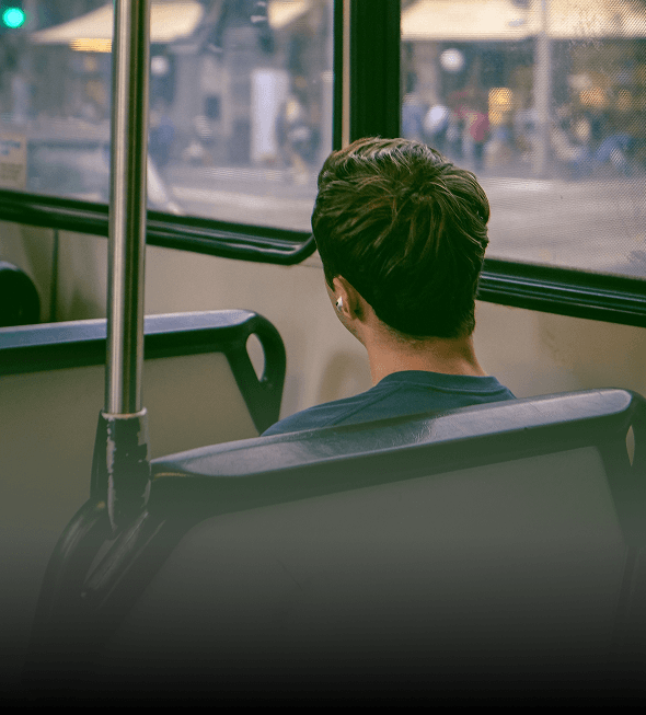 Little girl riding the bus alone